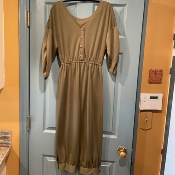 Olive with gold deco sparkle one piece outfit, S, good condition, Circa 70s/80s - Picture 2 of 3